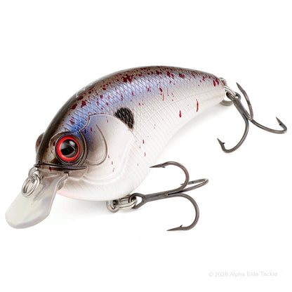 Close up of the Mibro Cheator Crankbait in the color Bloody Shad on a white background.