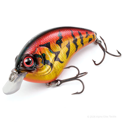 Close up of the Mibro Cheator Crankbait in the color Crystal Craw on a white background.