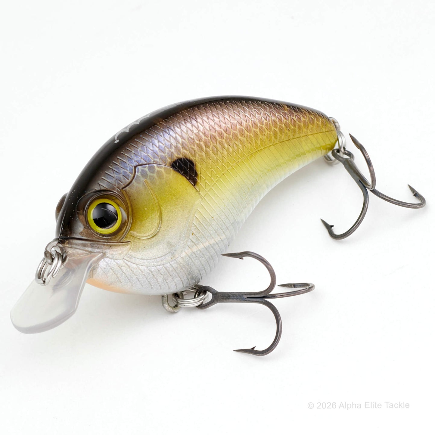 Close up of the Mibro Cheator Crankbait in the color OY Ghost on a white background.