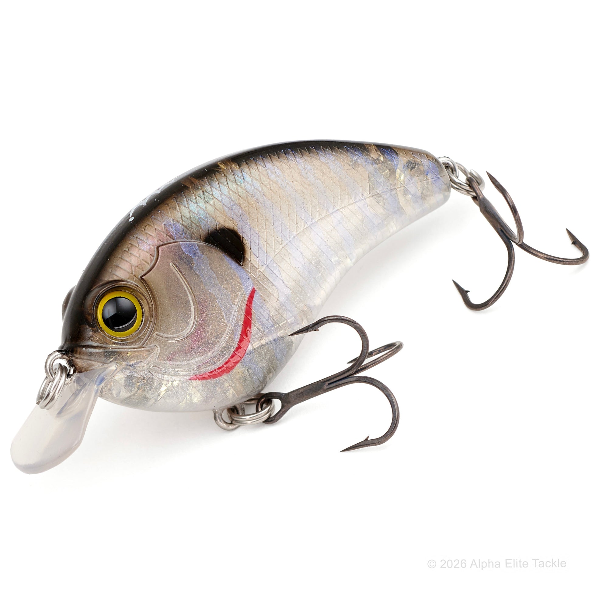Close up of the mibro cheator crankbait in the color GSH-4 on a white background 