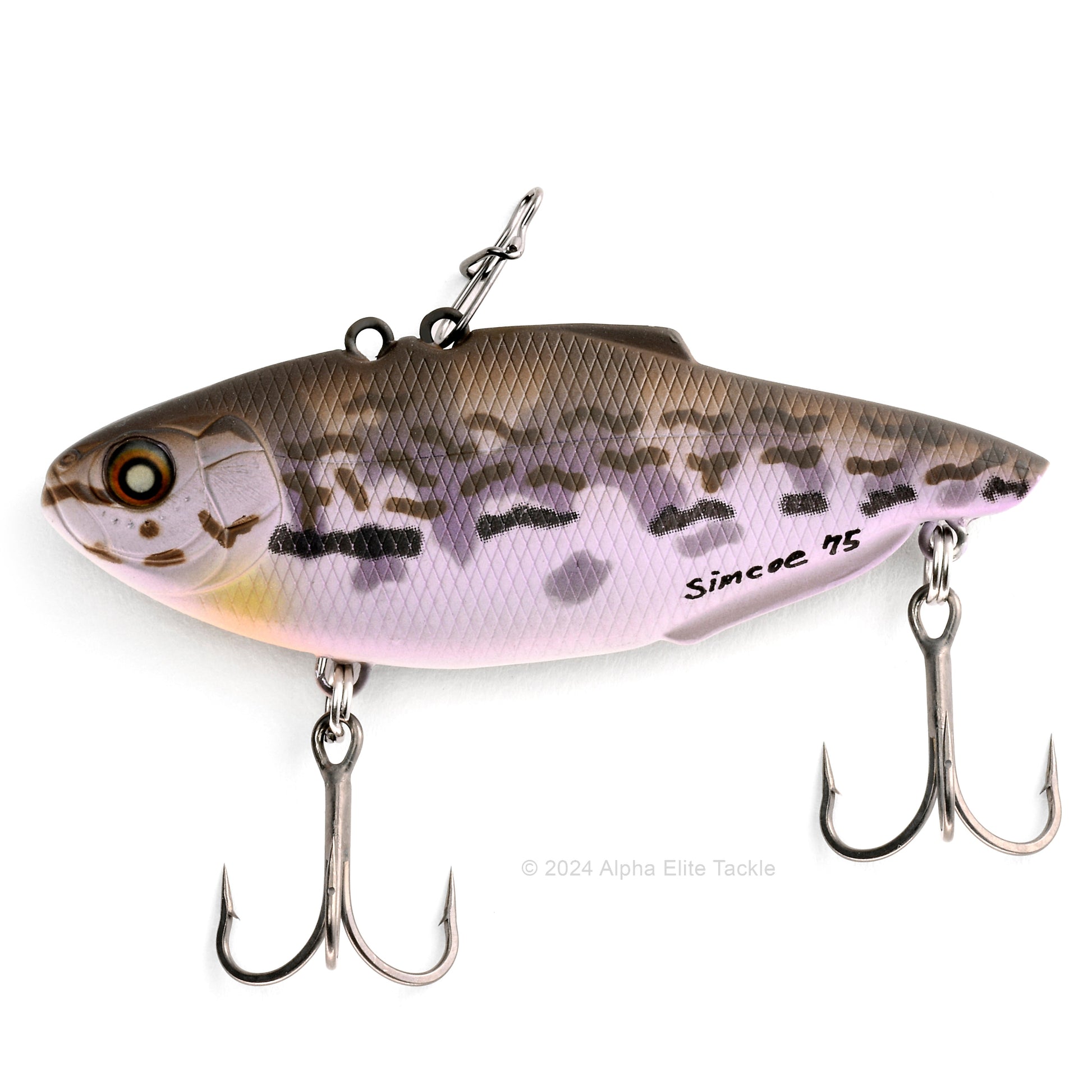 Nishine Lure Works Simcoe Lipless Crankbait in the color Goby in its packaging on a white background