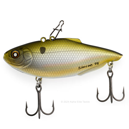 Nishine Lure Works Simcoe Lipless Crankbait in the color Hologram Shad in its packaging on a white background