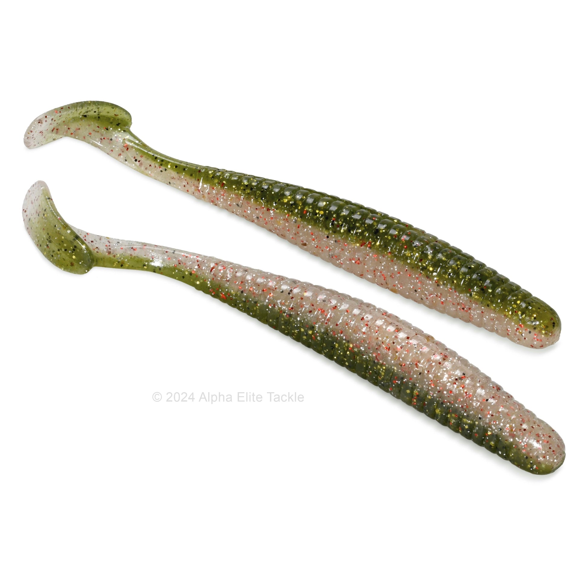 Close up of the Noike Smokin Swimmer Boot Tail Swimbait in the color Young Perch on a white background