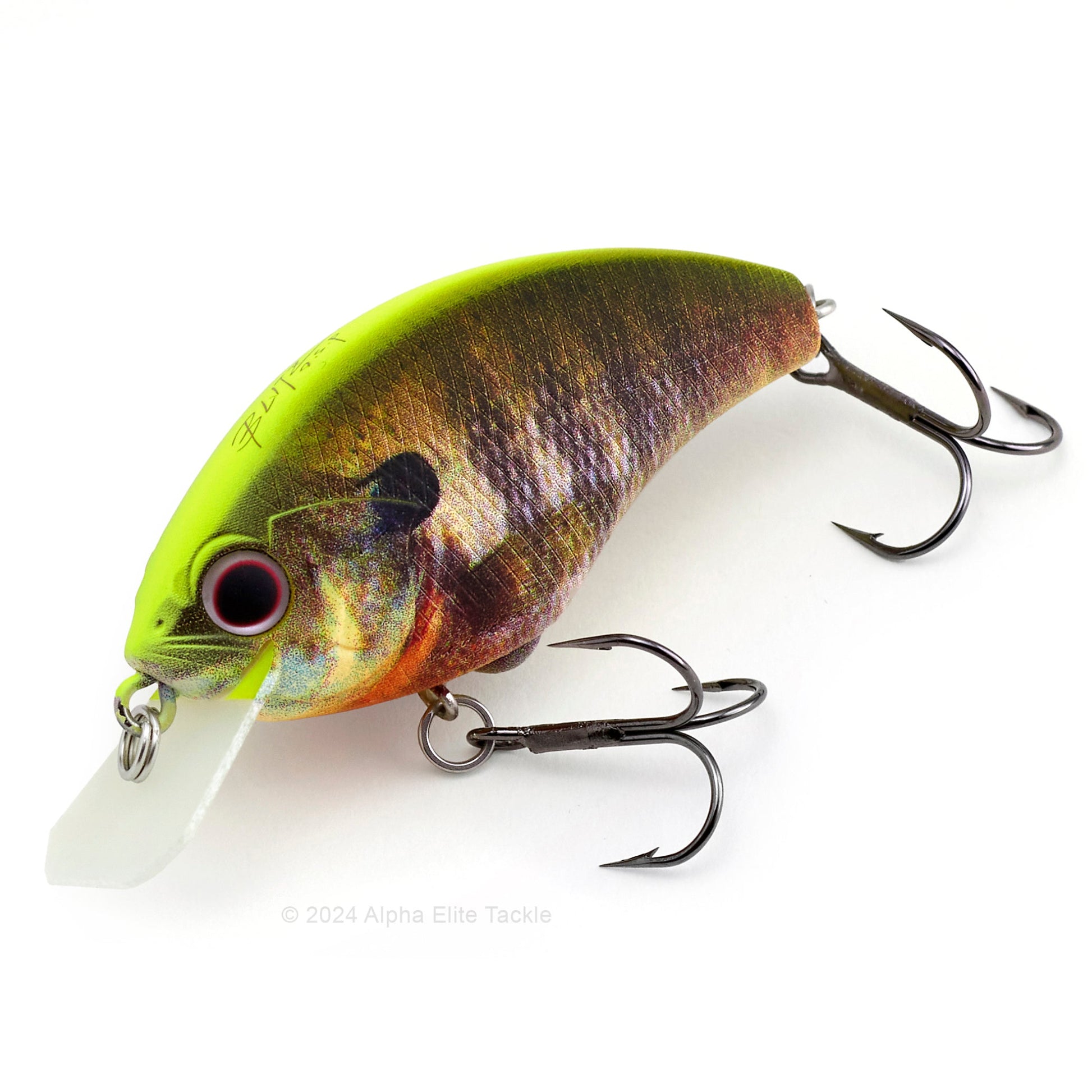 Close up of the OSP Blitz Squarebill Crankbait in the color Matte Chart Back Real Gill #RP07.