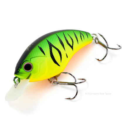 Close up of the OSP Blitz Squarebill Crankbait in the color Matte Fire Tiger #M14.