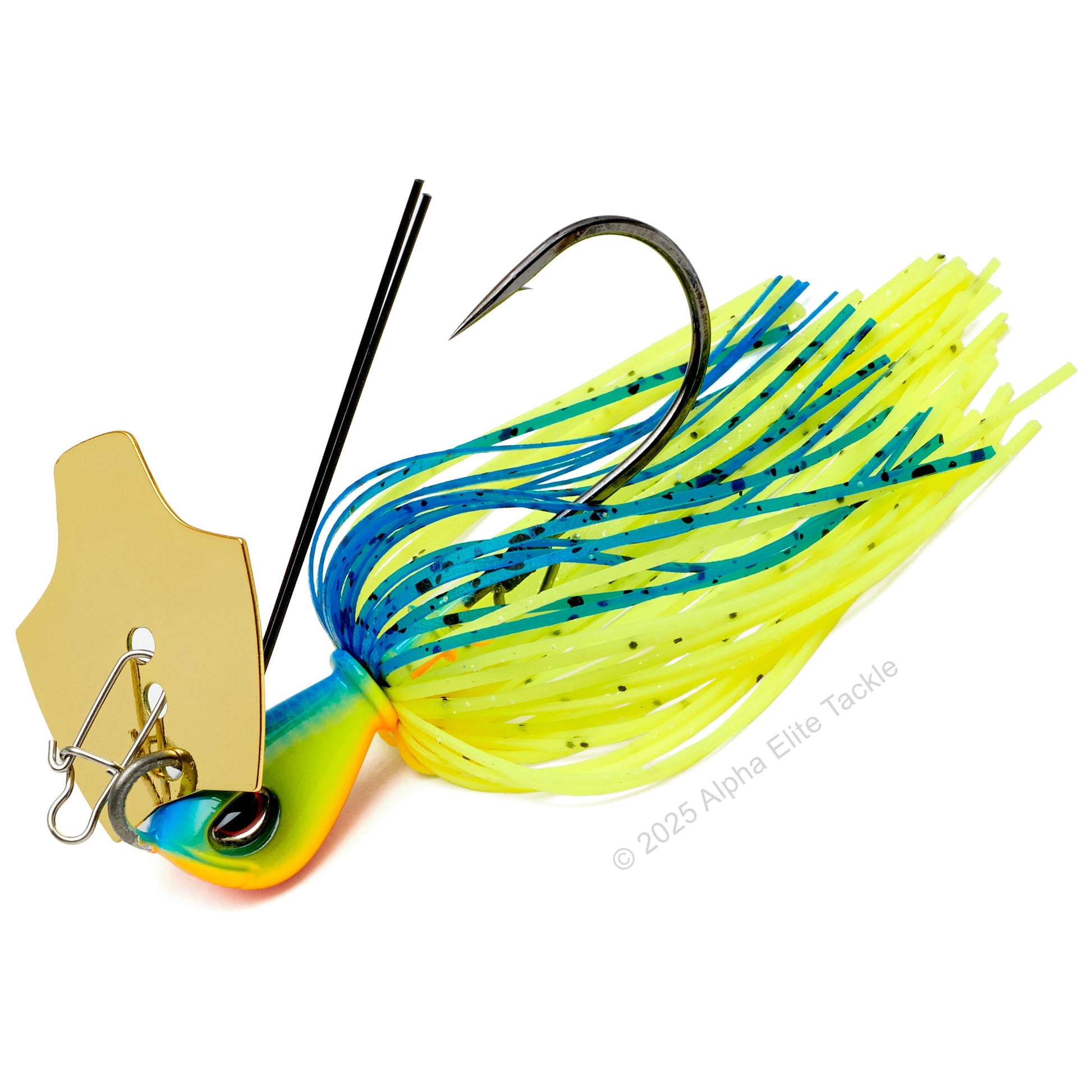 Close up of the OSP Metal Blade Jig in the color Chart Blue Back on a white background