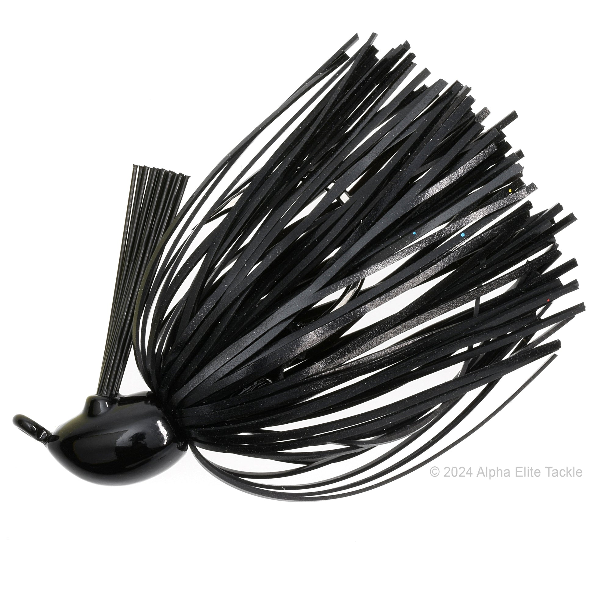 Close up of one OSP Zero One Jig in the color black on a white background.