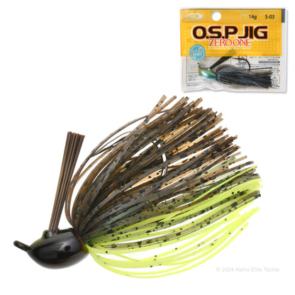  Close up with package of the OSP Zero One jig on a white background