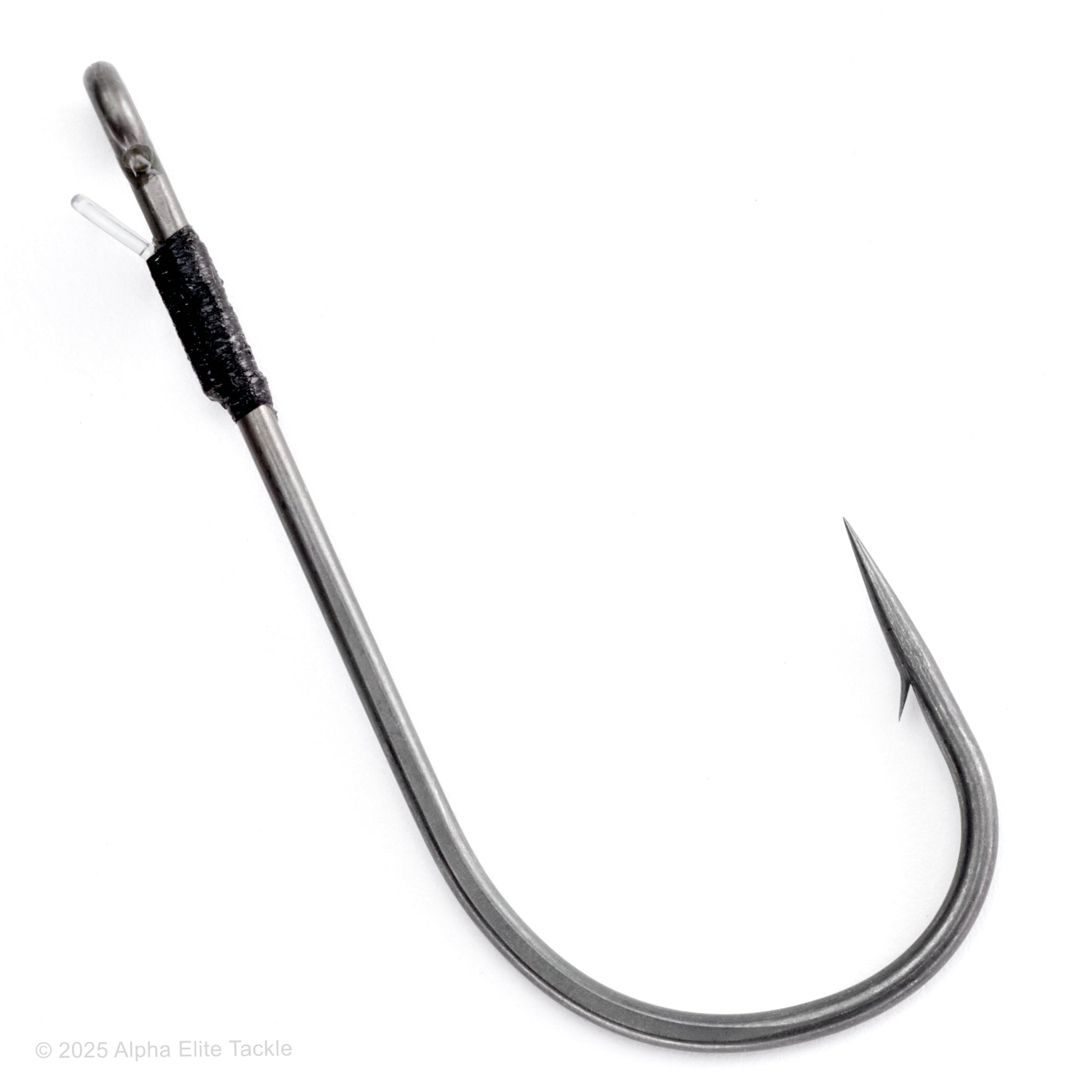Close up of a single Owner Jungle Flipping Hook on a white background