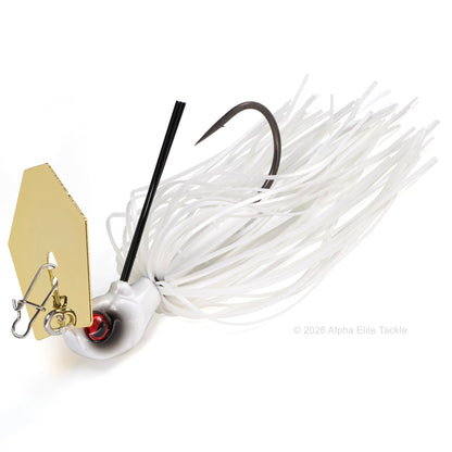 Raid japan maxx blade bladed jig with a gold blade and white skirt