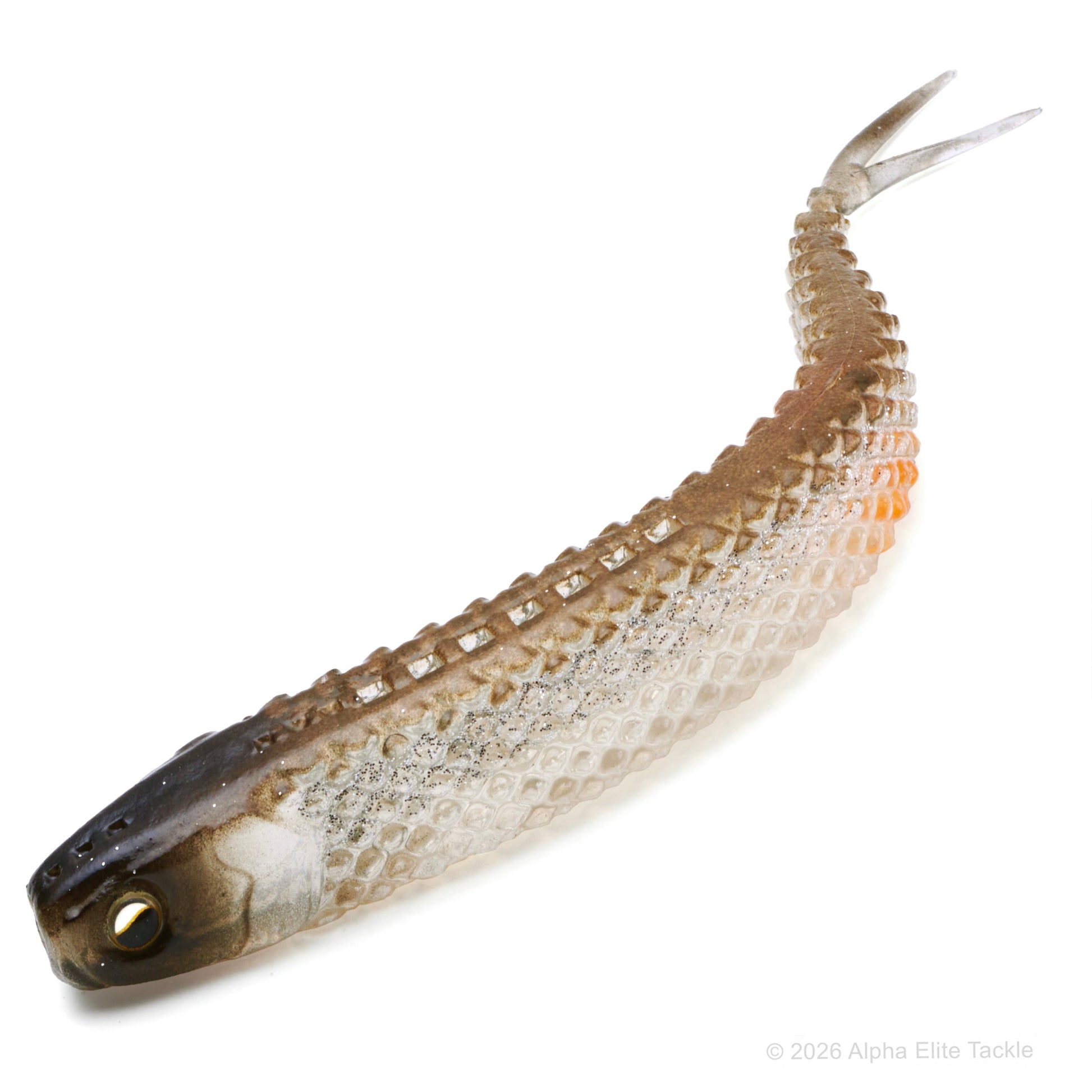 Raid Japan Super Fish roller in the colors of clear with silver flake, black head and brown back.