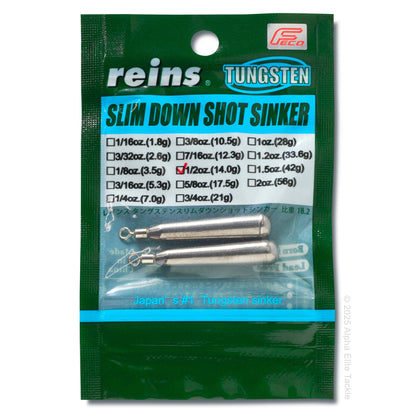 Packaging of reins Tungsten Slim Down Shot Sinker with product details