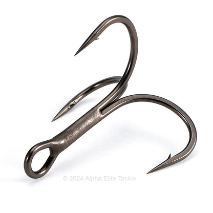 Close up of Ryugi Japan Pierce TC Treble Hook on white background