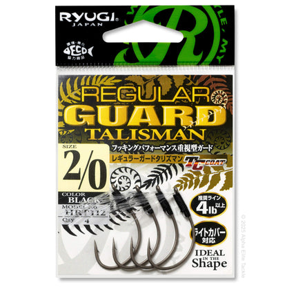 Packaged Ryugi fishing hooks with branding and product details on a white background