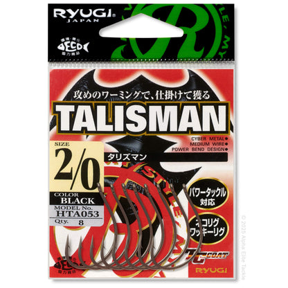 Packaged Ryugi Talisman fishing hooks with red and black design