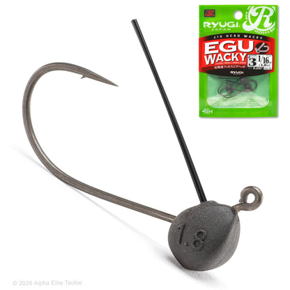 Single Ryugi EGU Weighted Wacky Hook and it's green and red packaging on a white background.
