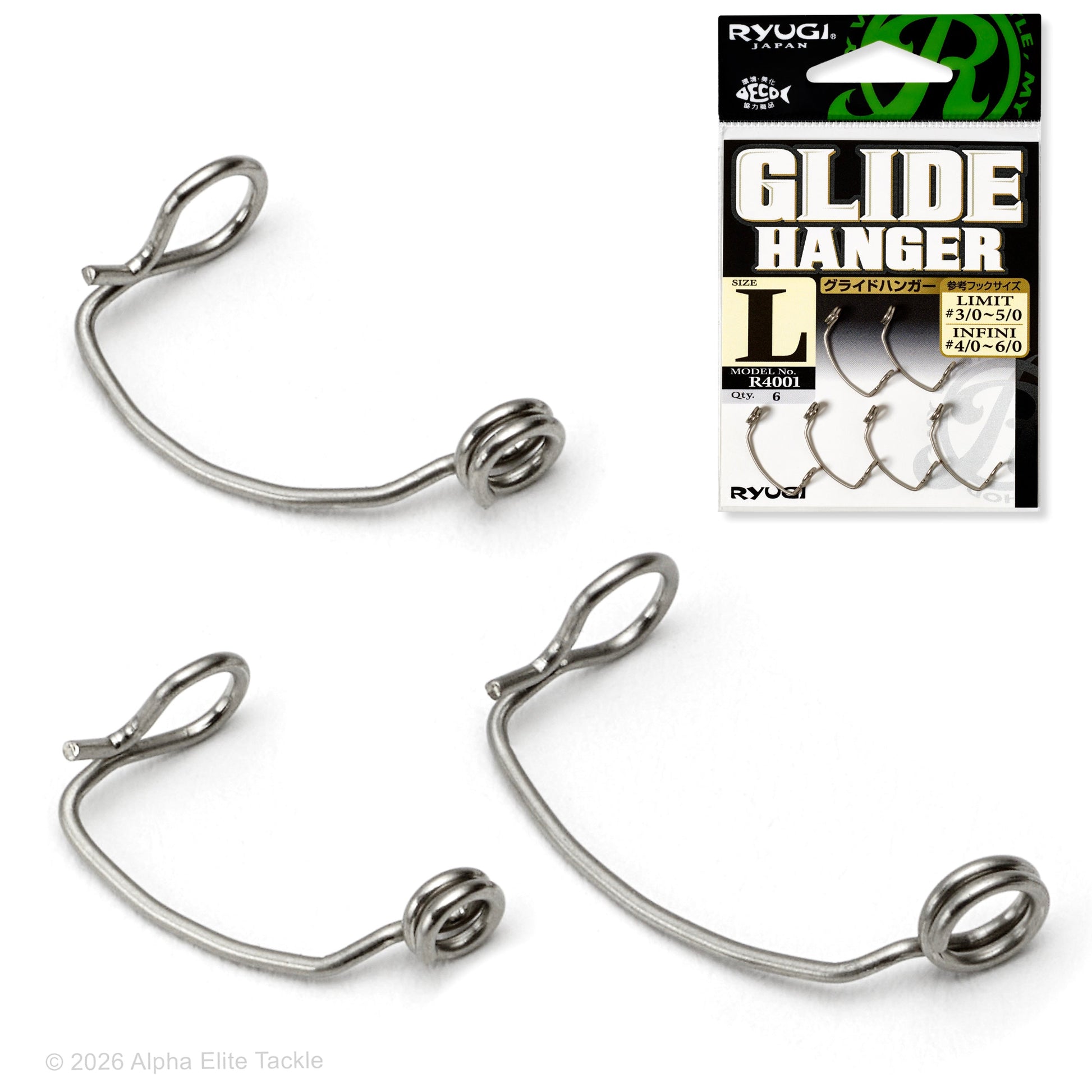 Two Ryugi Glide Hanger fishing accessories on a white background with packaging.