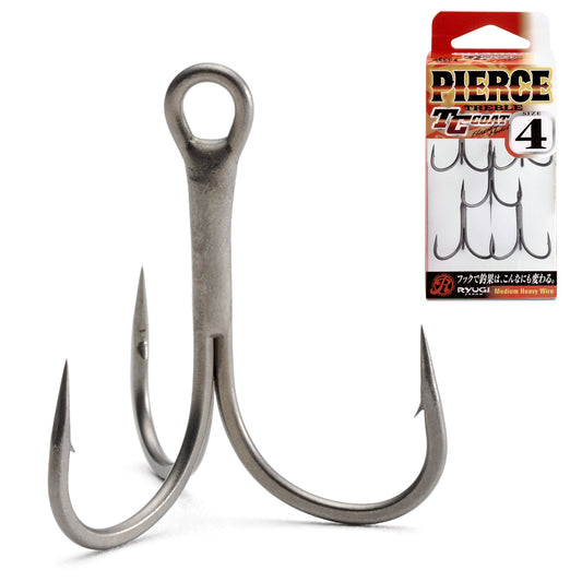 Fishing hooks with packaging on a white background