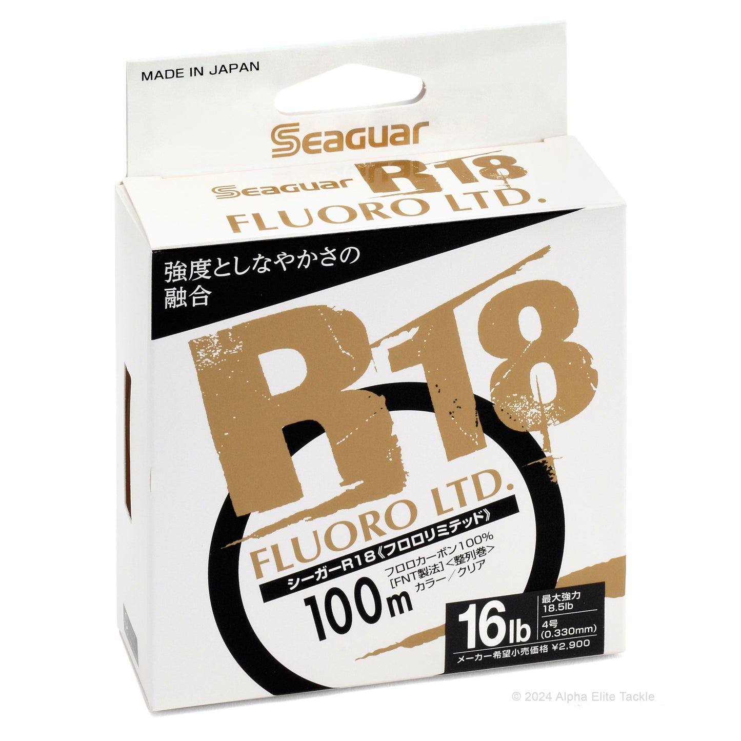 Seaguar R18 Fluoro Ltd. fishing line packaging on a white background