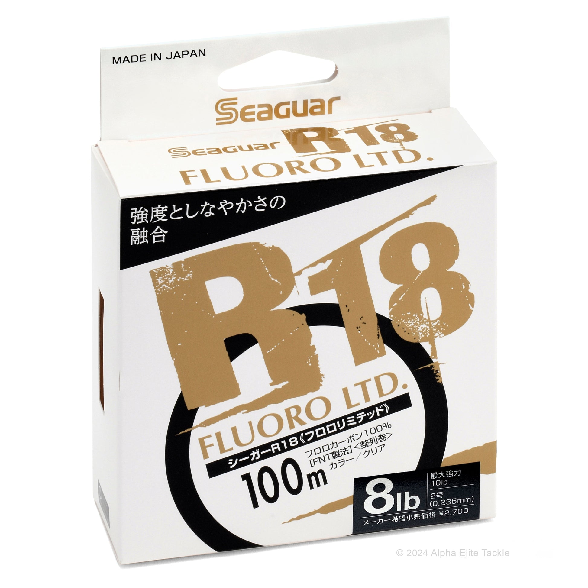 Seaguar R18 Fluoro Ltd. fishing line packaging on a white background