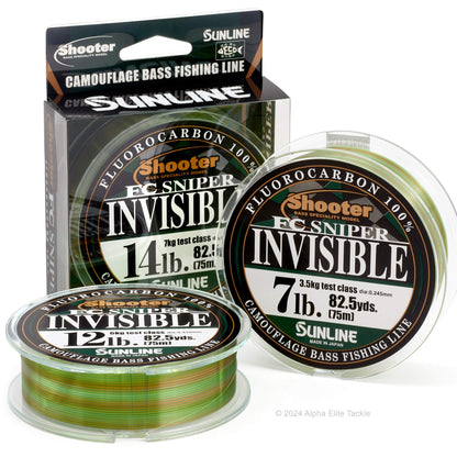 Sunline Shooter FC Sniper Invisible fluorocarbon fishing line with packaging on a white background