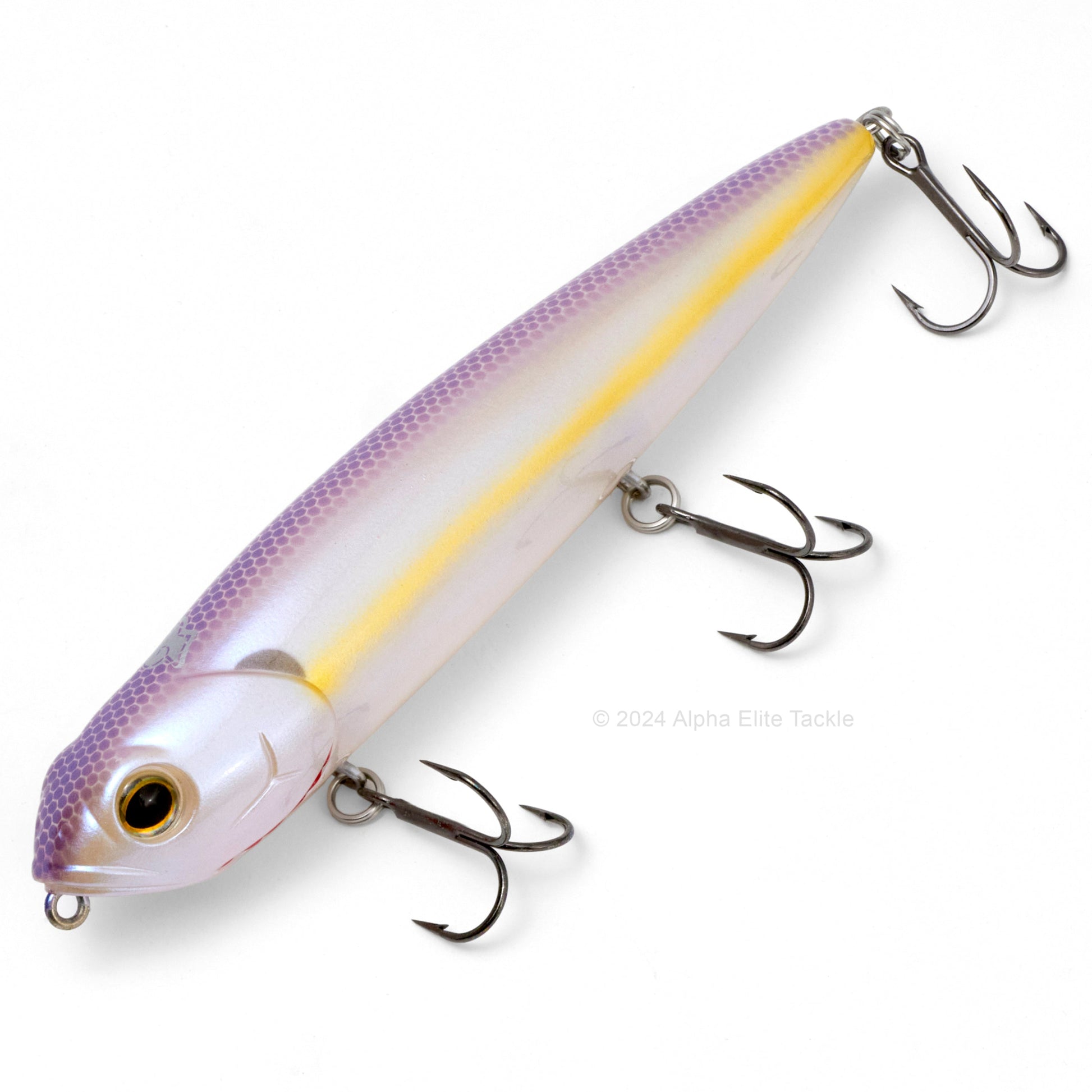 Close up of the Teckel Kicknocker Topwater in the color Chartreuse Shad on a white background