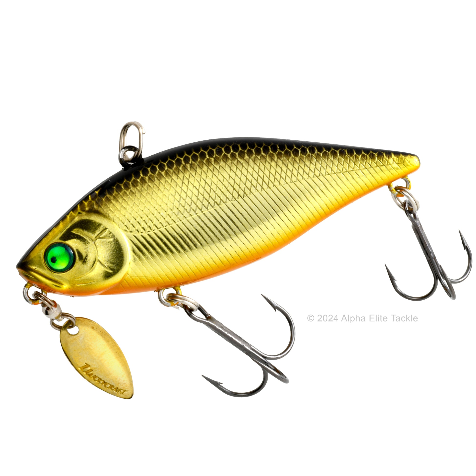 Close up of the Valley Hill LV500 Lipless Crankbait in the color Weed Flat Gold.