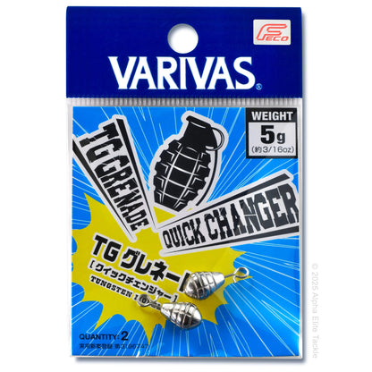 Close up of Varivas TG Grenade Quick Change packaging on a white background.