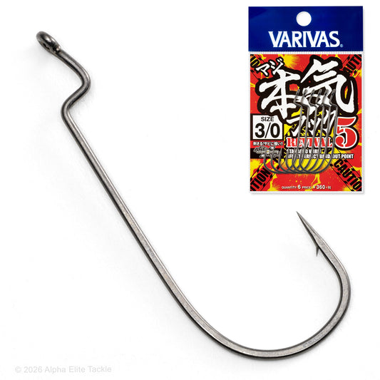 Fishing hook with Varivas packaging on a white background