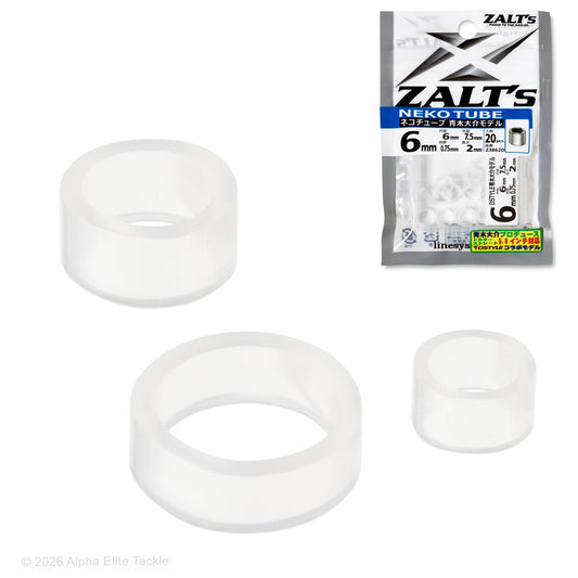 ZALT'S Neko tube fishing lure parts on a white background