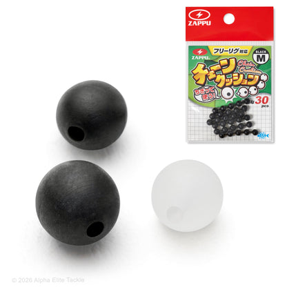 Black and clear Zappu Chain Cushion balls used for rigging baits