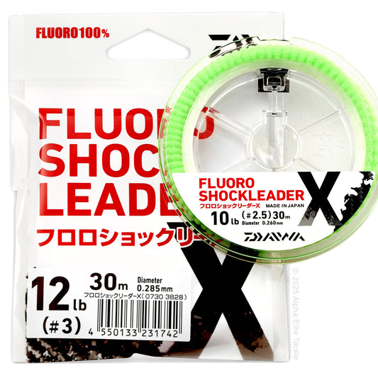 Daiwa Fluoro Shock Leader X packaging on a white background