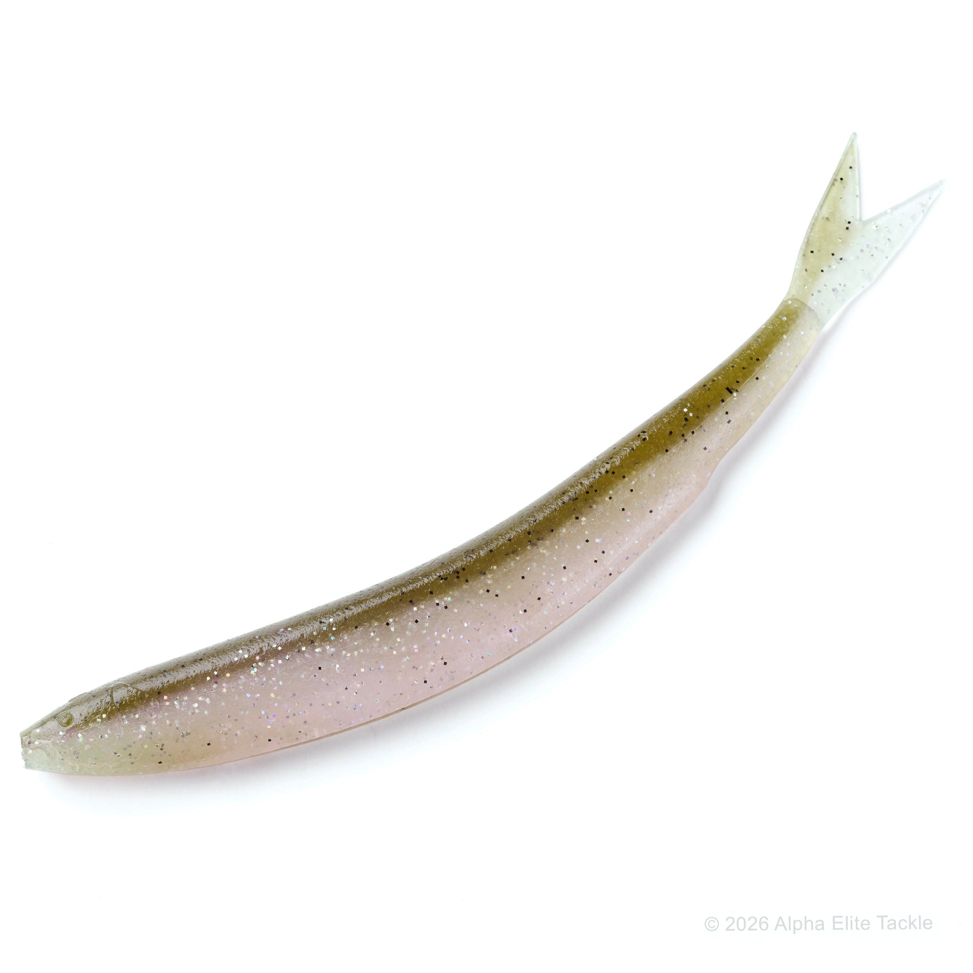 close up of the dream express scramble shad in the color wakasagi  on a white background