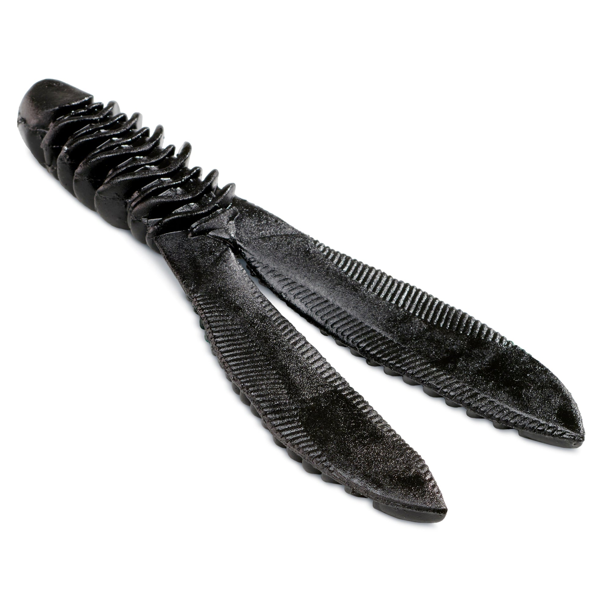 close up of the jackall ribbing bunny in the color straight black on a white background