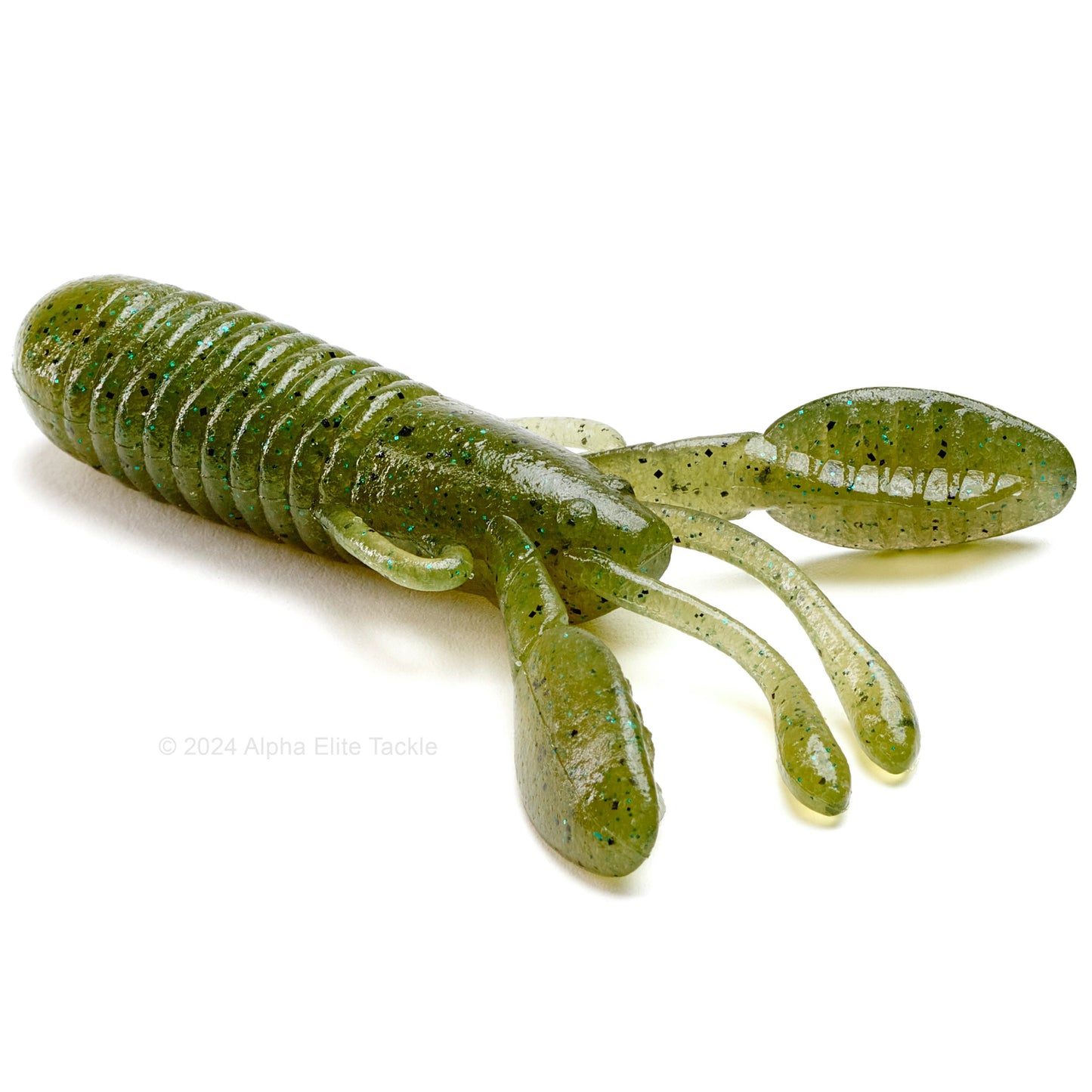 Close up of the Jackall Cover Craw in the color Moebi melon on a white background