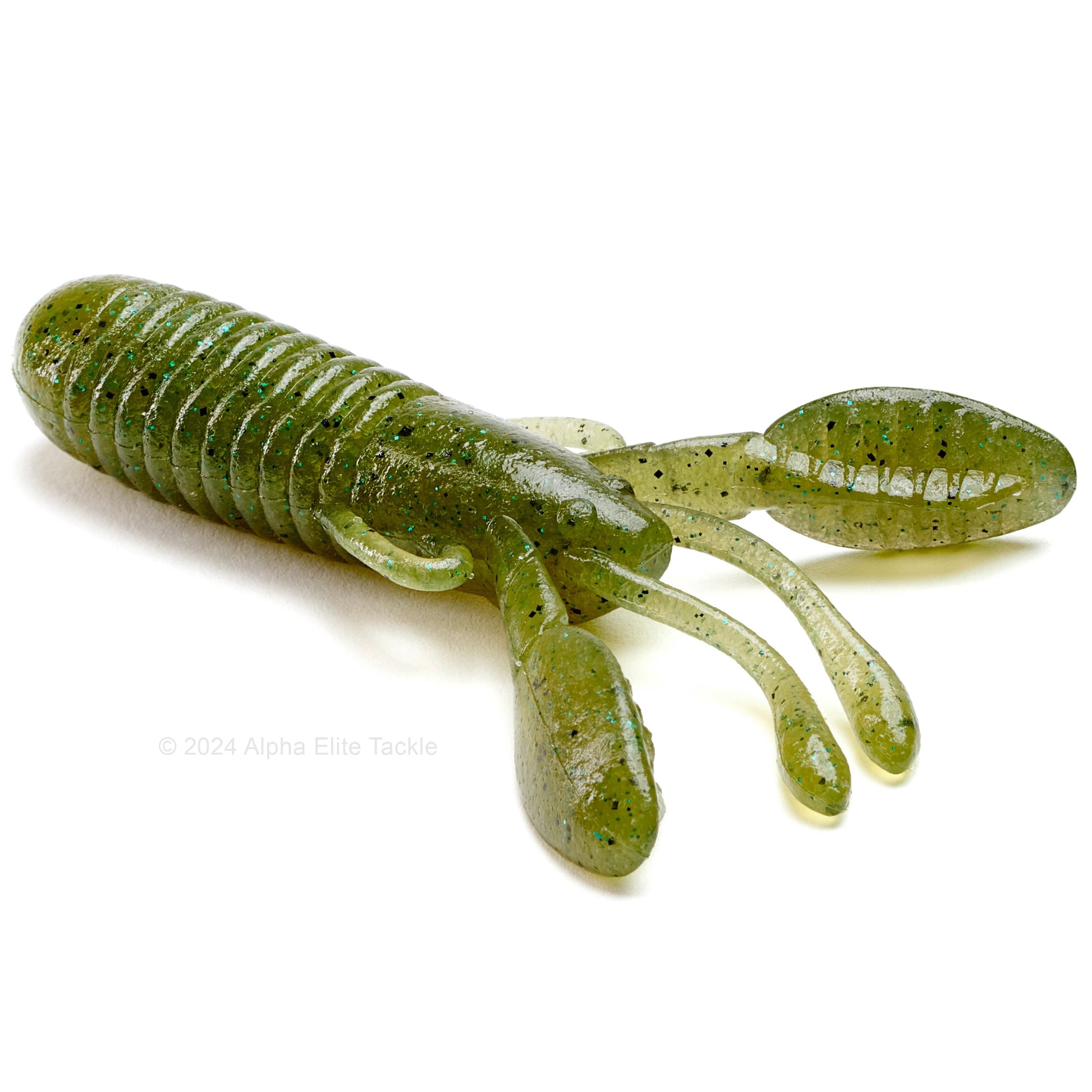 Close up of the Jackall Cover Craw in the color Moebi melon on a white background