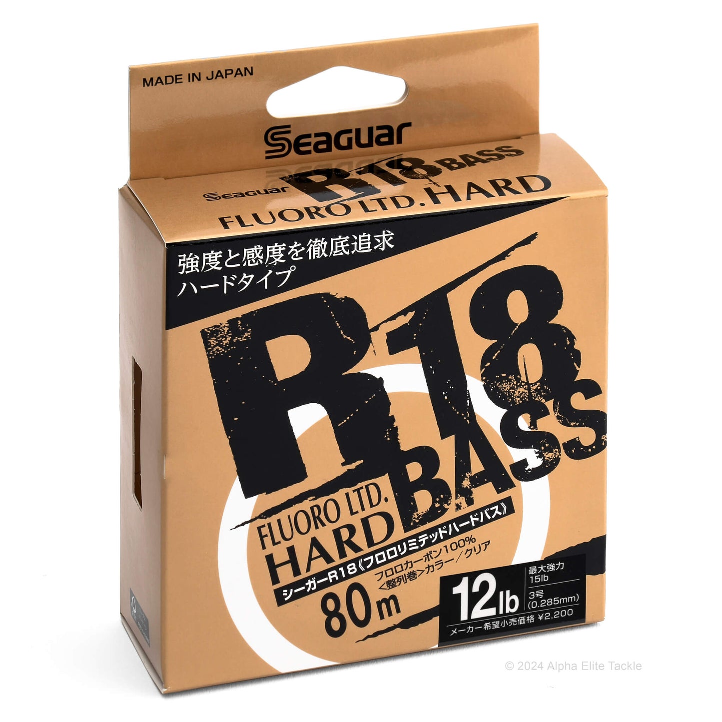 Seaguar R18 Bass Fluoro Ltd. Hard fishing line packaging on a white background