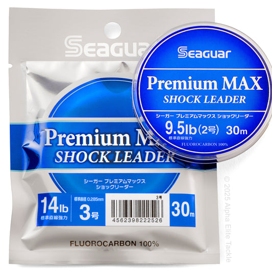 Seaguar Premium Max Shock Leader packaging on a white background