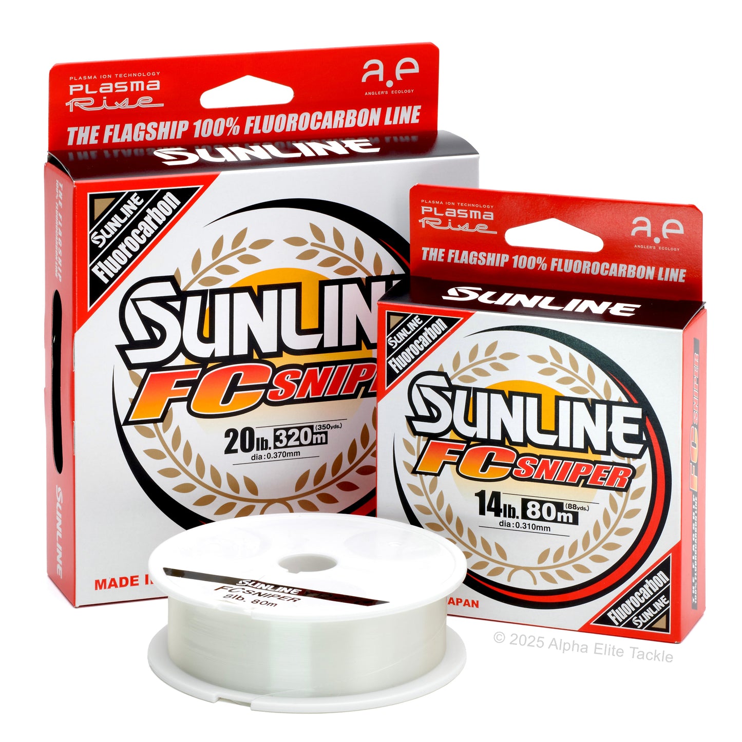 Sunline FC Sniper fluorocarbon line with plasma technology packaging with a spool in front
